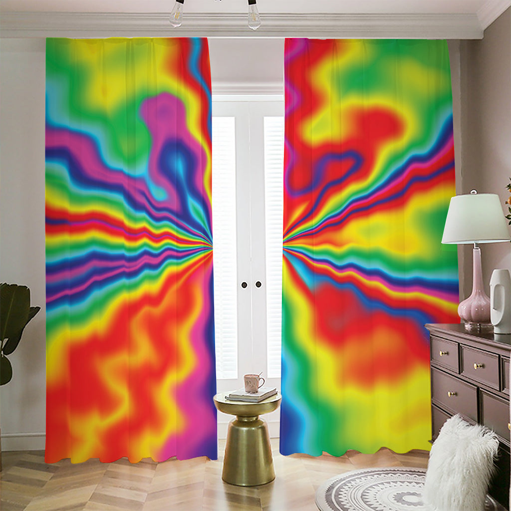 Rainbow Psychedelic Print Blackout Pencil Pleat Curtains