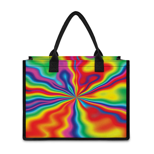 Rainbow Psychedelic Print Canvas Tote Bag