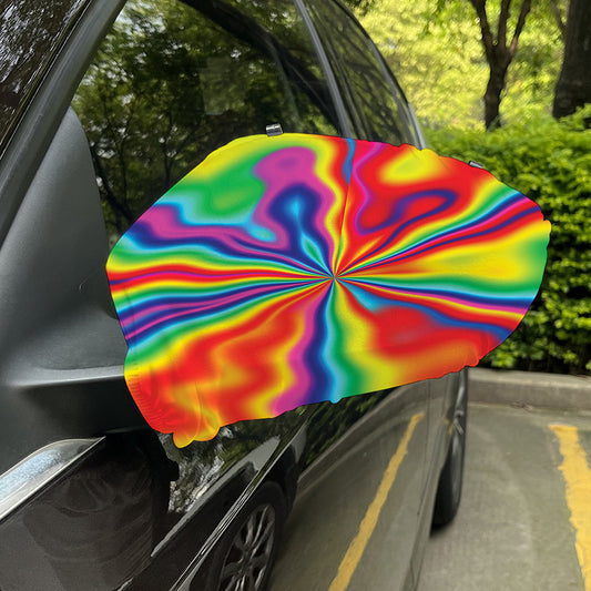 Rainbow Psychedelic Print Car Side Mirror Covers