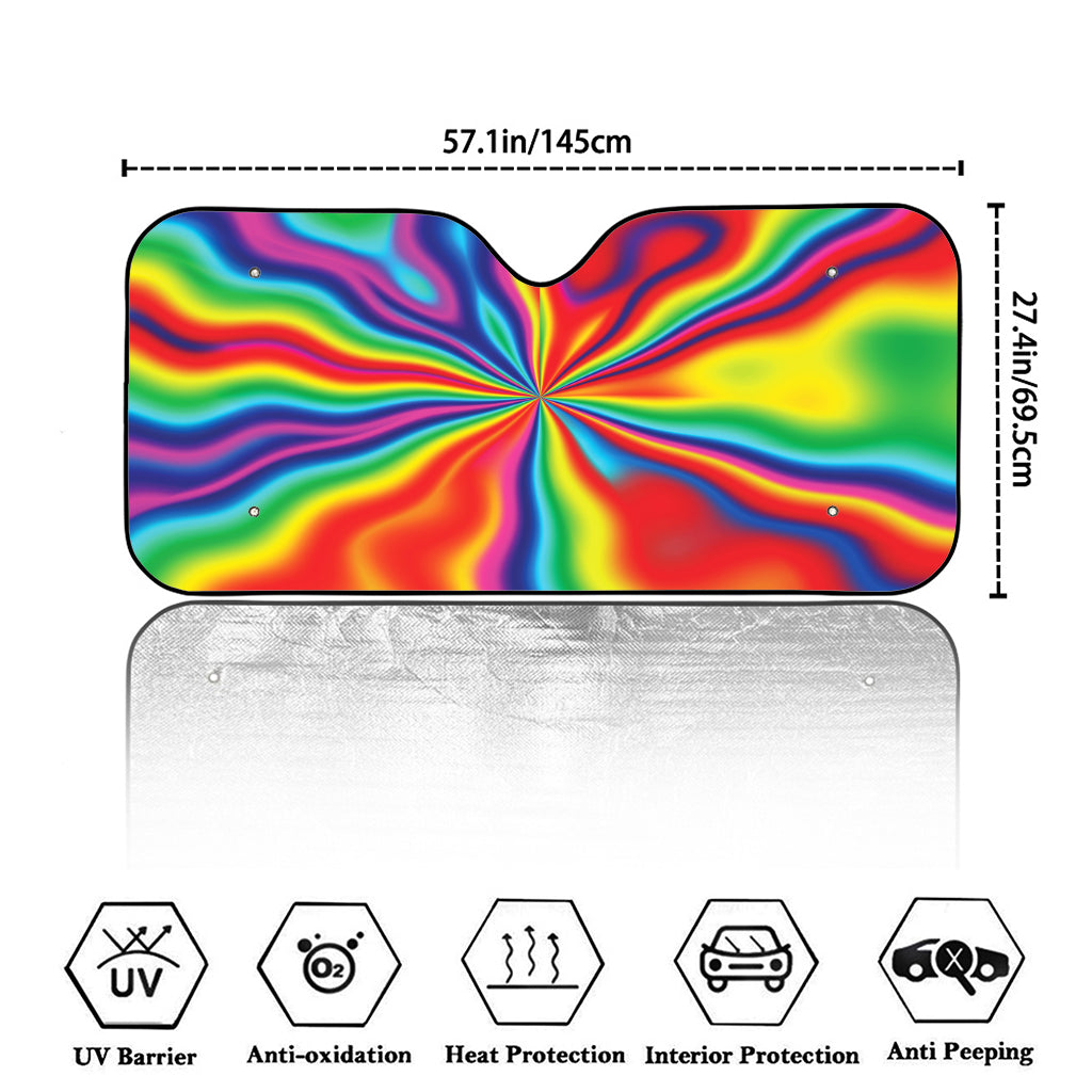 Rainbow Psychedelic Print Car Windshield Sun Shade