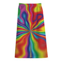 Rainbow Psychedelic Print Cotton Front Slit Maxi Skirt