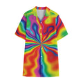 Rainbow Psychedelic Print Cotton Hawaiian Shirt