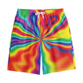 Rainbow Psychedelic Print Cotton Shorts