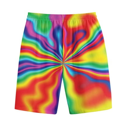 Rainbow Psychedelic Print Cotton Shorts