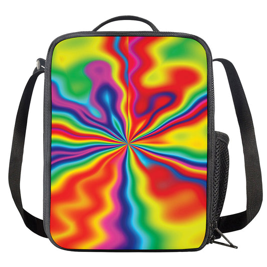 Rainbow Psychedelic Print Crossbody Lunch Bag