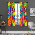 Rainbow Psychedelic Print Grommet Curtain Panels