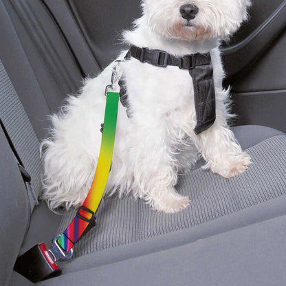 Rainbow Psychedelic Print Dog Seat Belt