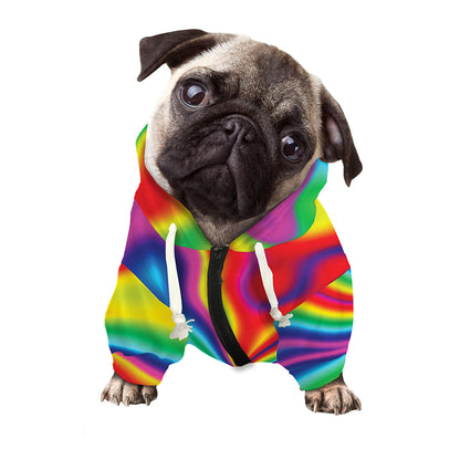 Rainbow Psychedelic Print Dog Zip Up Hoodie