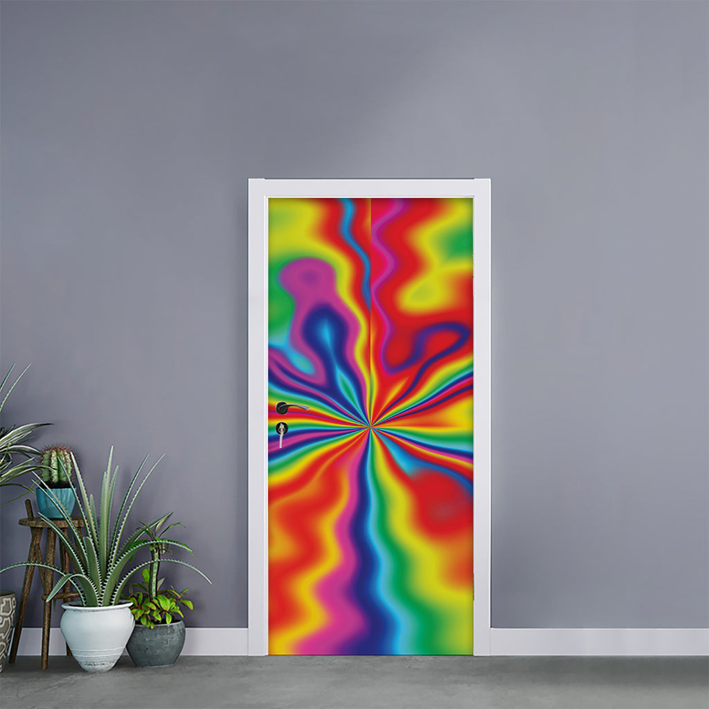 Rainbow Psychedelic Print Door Sticker