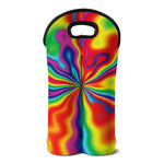 Rainbow Psychedelic Print Double Neoprene Wine Tote