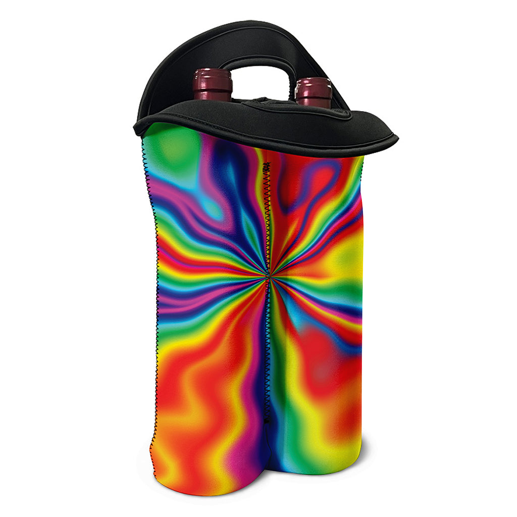 Rainbow Psychedelic Print Double Neoprene Wine Tote