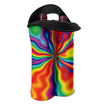Rainbow Psychedelic Print Double Neoprene Wine Tote
