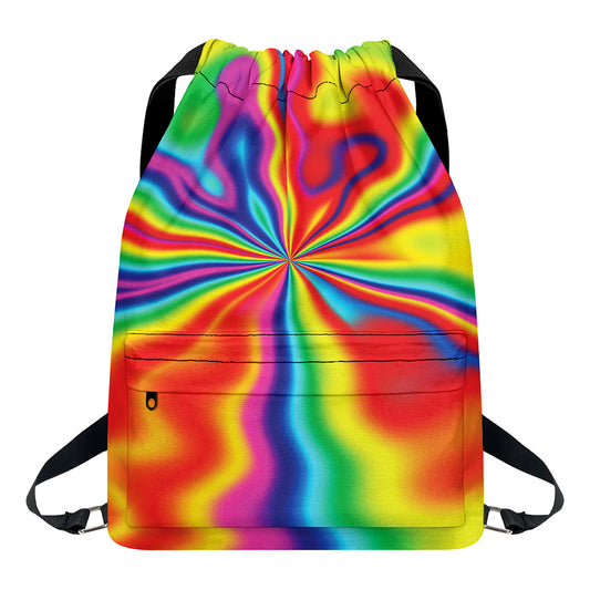 Rainbow Psychedelic Print Drawstring Backpack