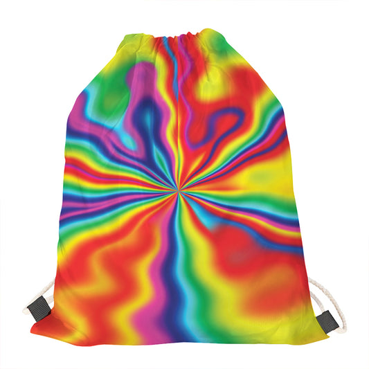 Rainbow Psychedelic Print Drawstring Bag