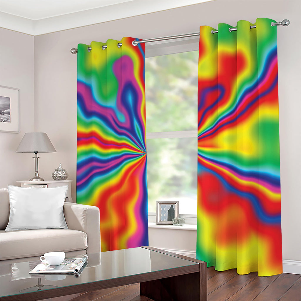 Rainbow Psychedelic Print Extra Wide Grommet Curtains