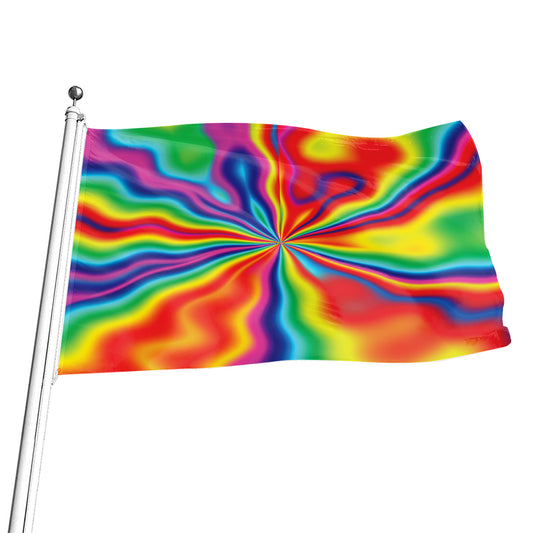 Rainbow Psychedelic Print Flag