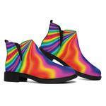 Rainbow Psychedelic Print Flat Ankle Boots