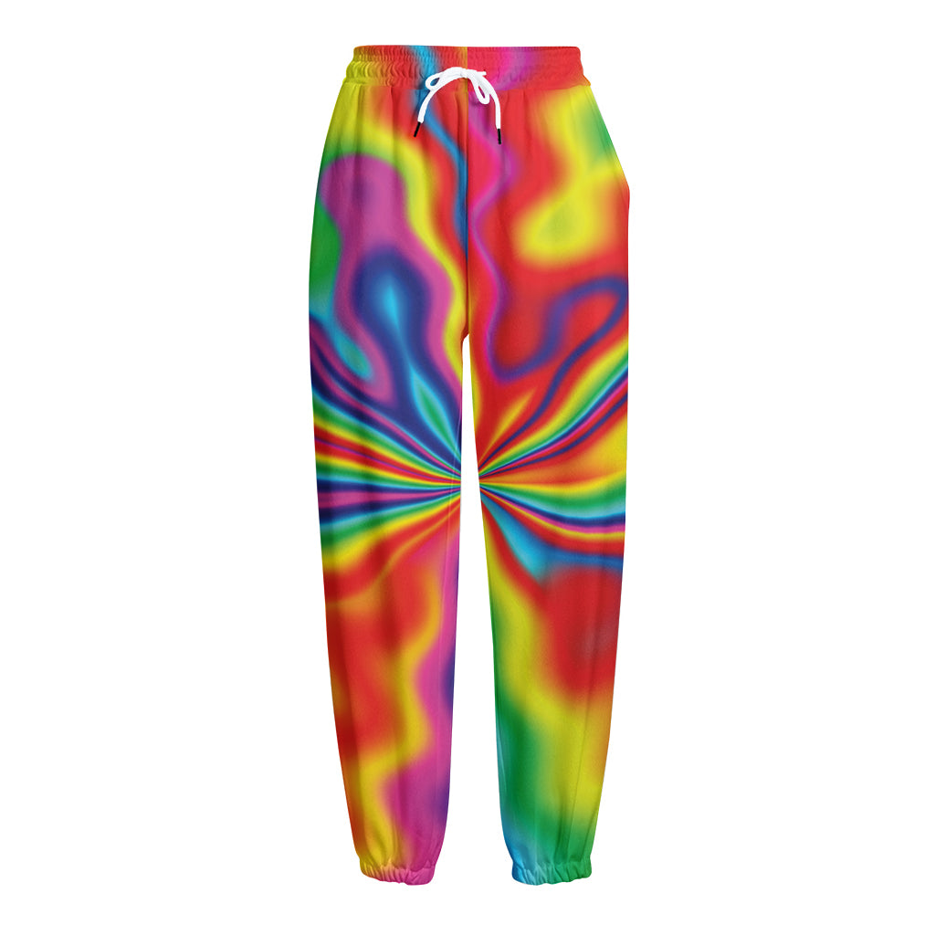 Rainbow Psychedelic Print Fleece Lined Knit Pants