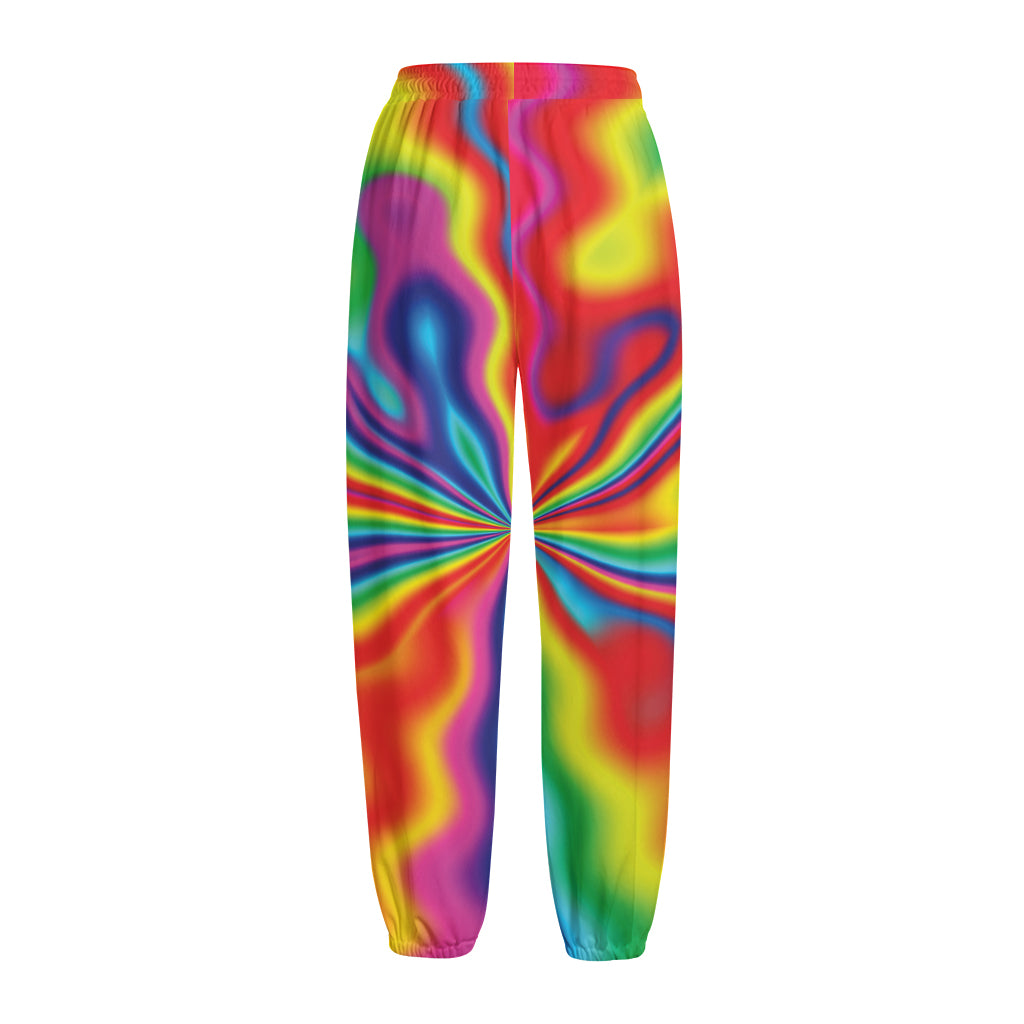 Rainbow Psychedelic Print Fleece Lined Knit Pants