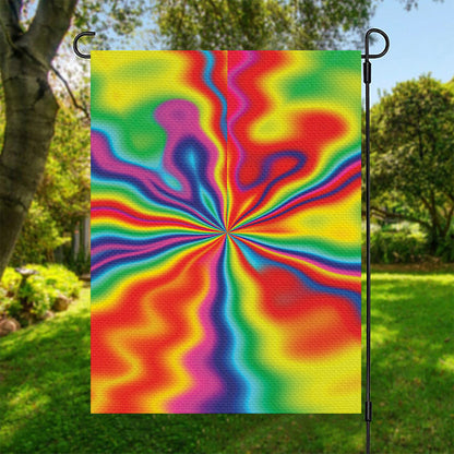 Rainbow Psychedelic Print Garden Flag