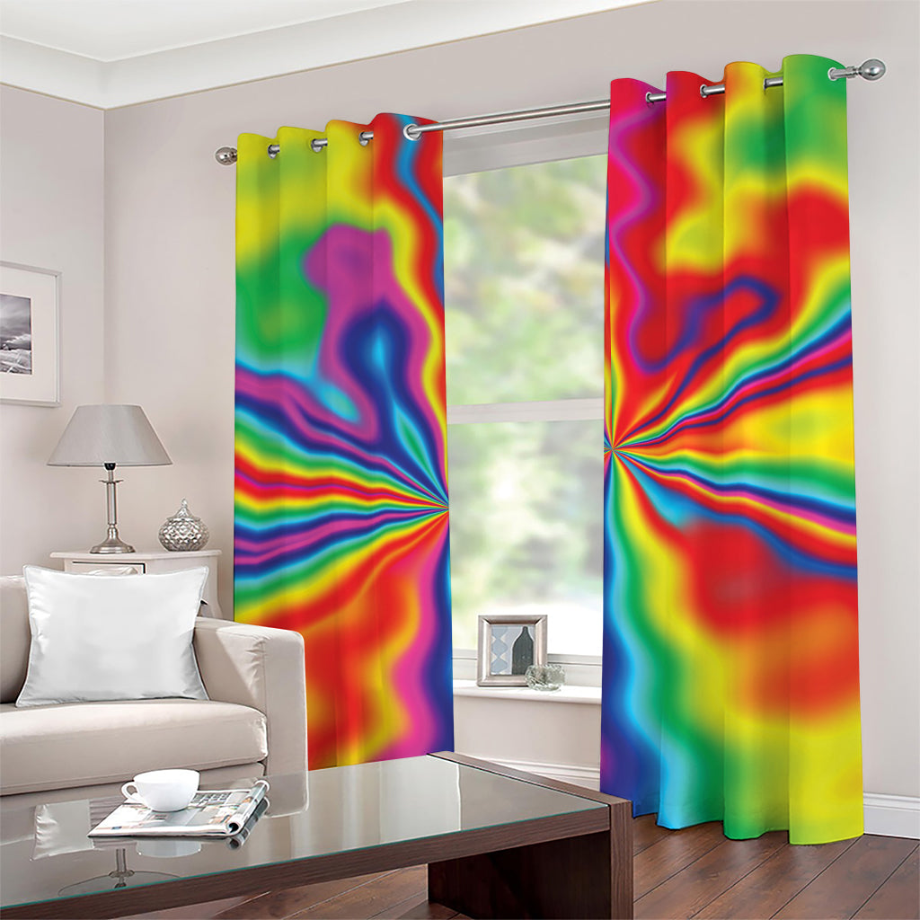 Rainbow Psychedelic Print Grommet Curtains