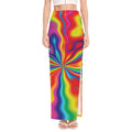 Rainbow Psychedelic Print High Slit Maxi Skirt