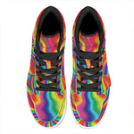 Rainbow Psychedelic Print High Top Leather Sneakers