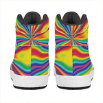 Rainbow Psychedelic Print High Top Leather Sneakers