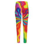 Rainbow Psychedelic Print High-Waisted Pocket Leggings