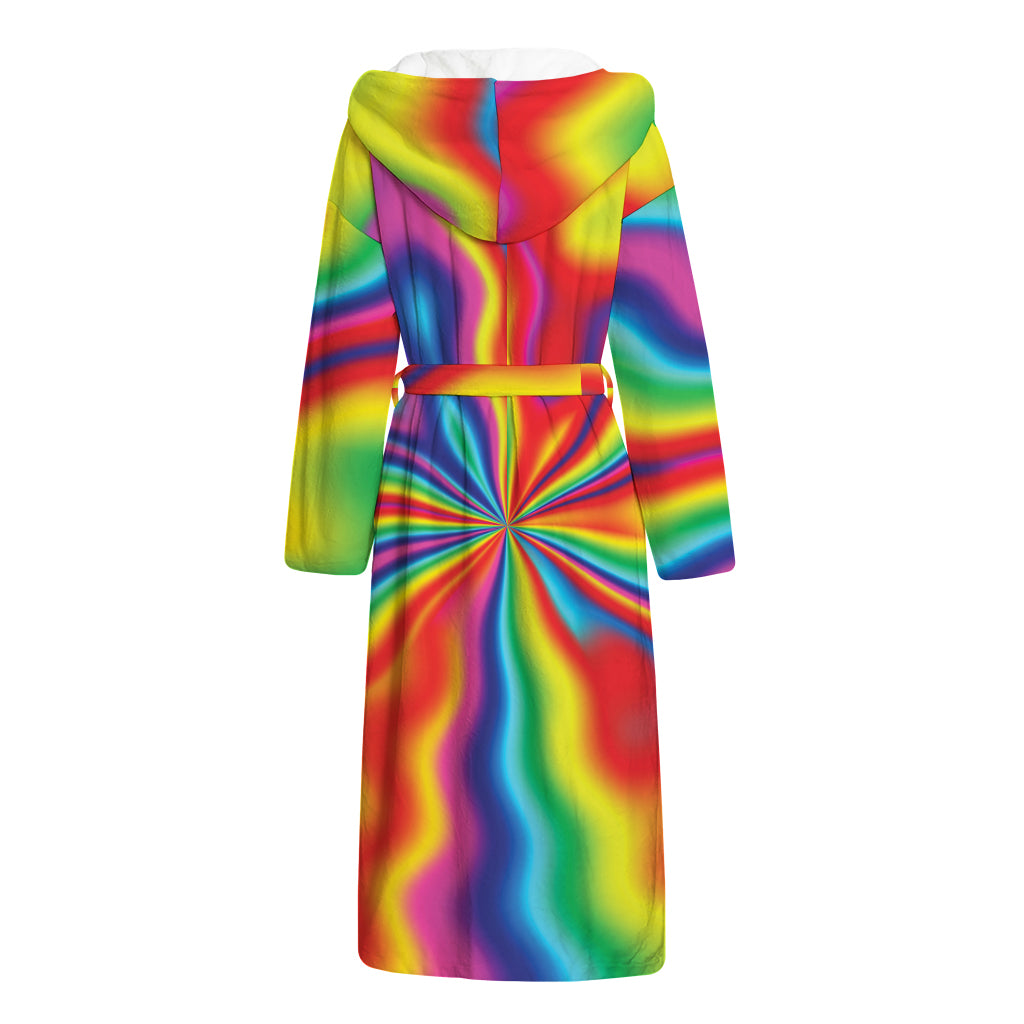 Rainbow Psychedelic Print Hooded Bathrobe