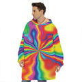 Rainbow Psychedelic Print Hoodie Blanket