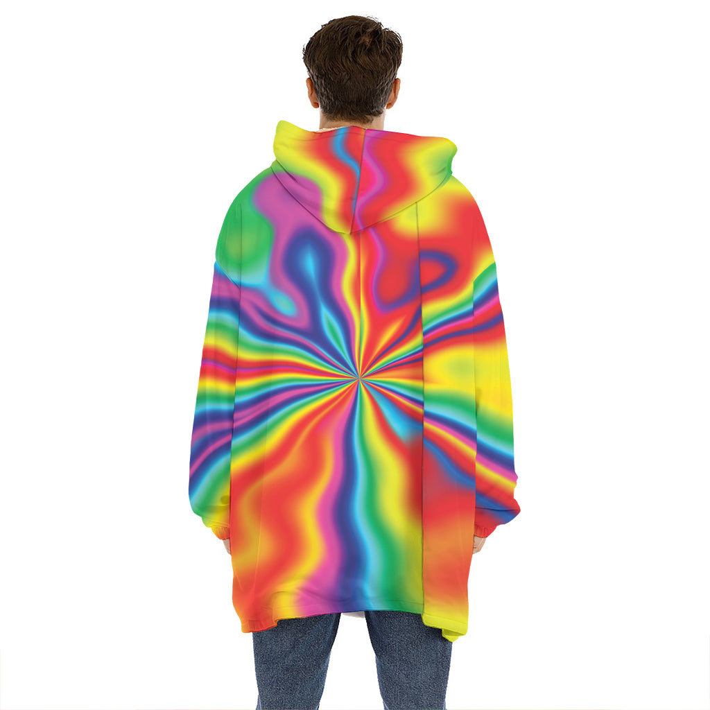 Rainbow Psychedelic Print Hoodie Blanket