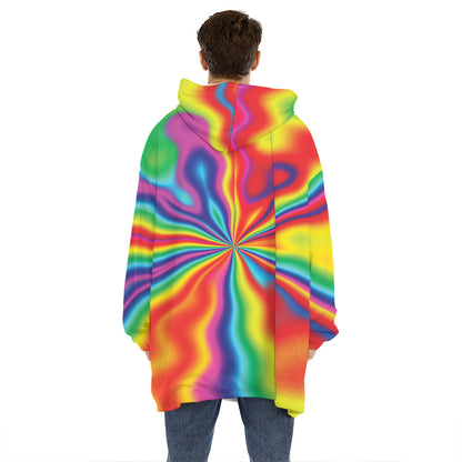 Rainbow Psychedelic Print Hoodie Blanket