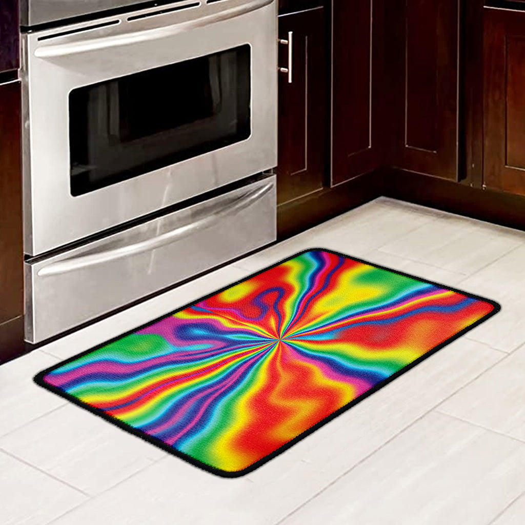 Rainbow Psychedelic Print Kitchen Mat