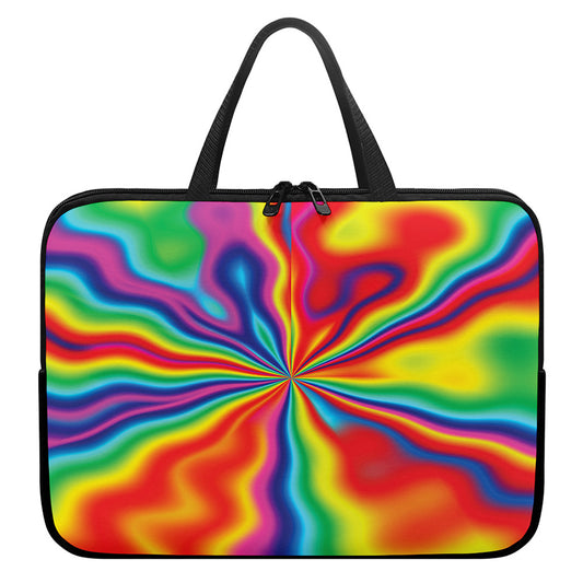 Rainbow Psychedelic Print Laptop Sleeve With Handle