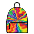 Rainbow Psychedelic Print Leather Backpack
