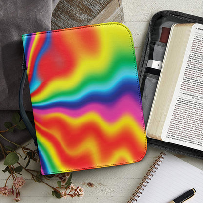 Rainbow Psychedelic Print Leather Bible Cover