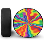 Rainbow Psychedelic Print Leather Spare Tire Cover