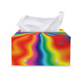 Rainbow Psychedelic Print Leather Tissue Box Cover