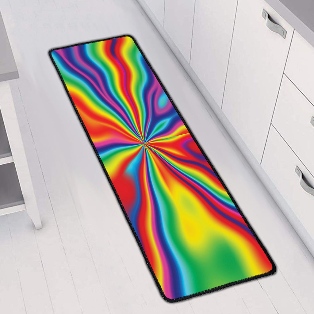 Rainbow Psychedelic Print Long Kitchen Mat