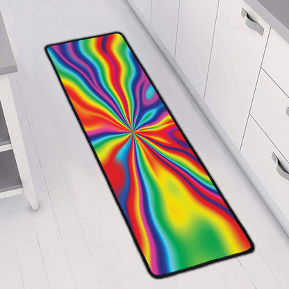 Rainbow Psychedelic Print Long Kitchen Mat