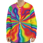 Rainbow Psychedelic Print Long Sleeve Baseball Jersey