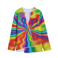 Rainbow Psychedelic Print Long Sleeve Short Coat