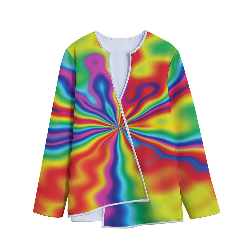Rainbow Psychedelic Print Long Sleeve Short Coat