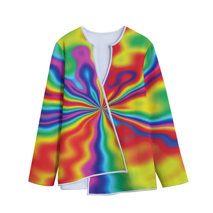 Rainbow Psychedelic Print Long Sleeve Short Coat