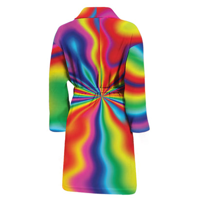 Rainbow Psychedelic Print Men's Bathrobe