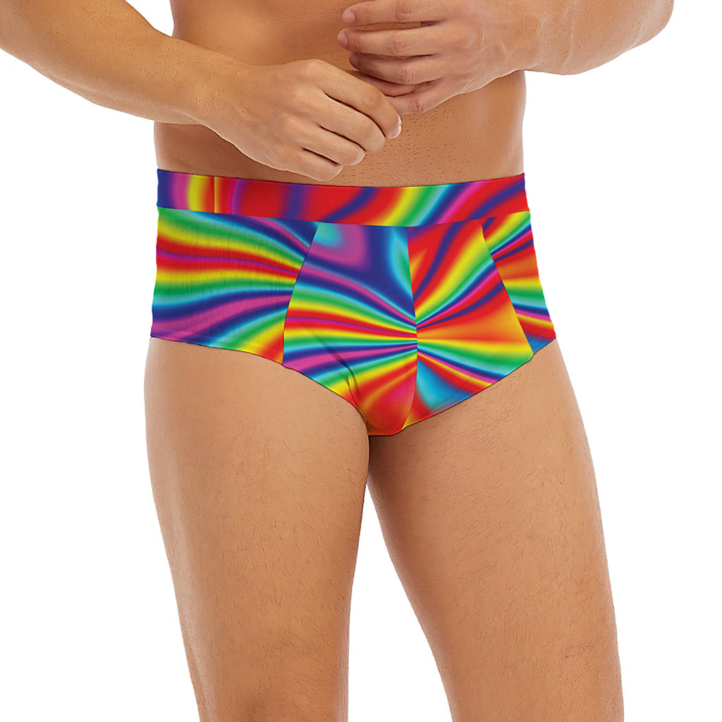 Rainbow Psychedelic Print Men's Briefs