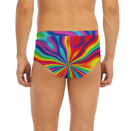 Rainbow Psychedelic Print Men's Briefs