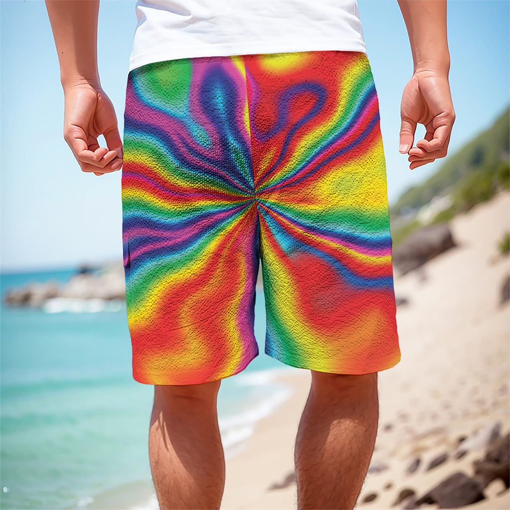 Rainbow Psychedelic Print Men's Cargo Shorts