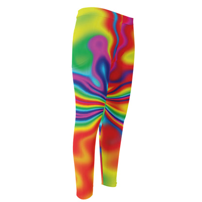 Rainbow Psychedelic Print Men's Compression Pants